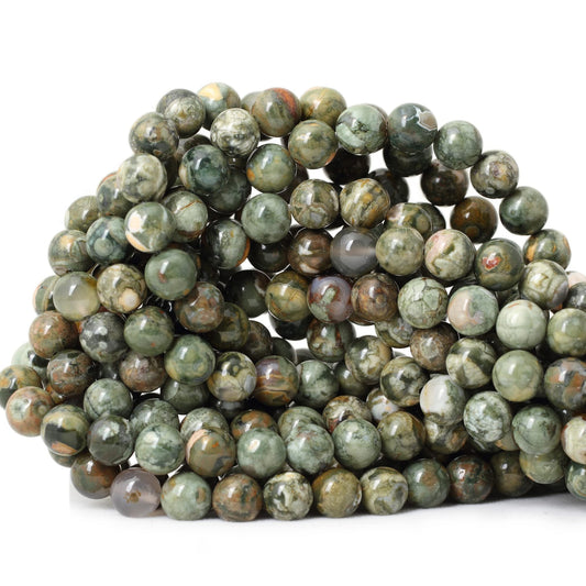 CHEAVIAN 45PCS 8mm Natural Aust Rhyolite Stone Gemstone Round Loose Beads for Jewelry Making 1 Strand 15"