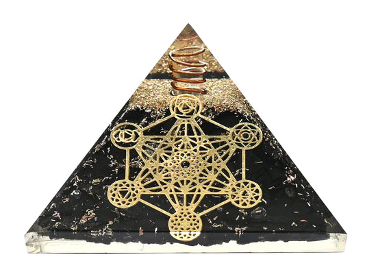 Amazing Gemstone Large Black Tourmaline Orgone Pyramid Crystal, Chakra Metatron Orgonite Pyramid - Positive Energy Healing