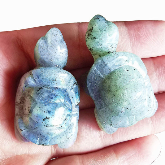 Gemgogo 2 Pcs White Moonstone Crystals and Healing Stones Tortoise, 1.5 Inches Reiki Pocket Gemstone Figurines Room Decor Gemstone