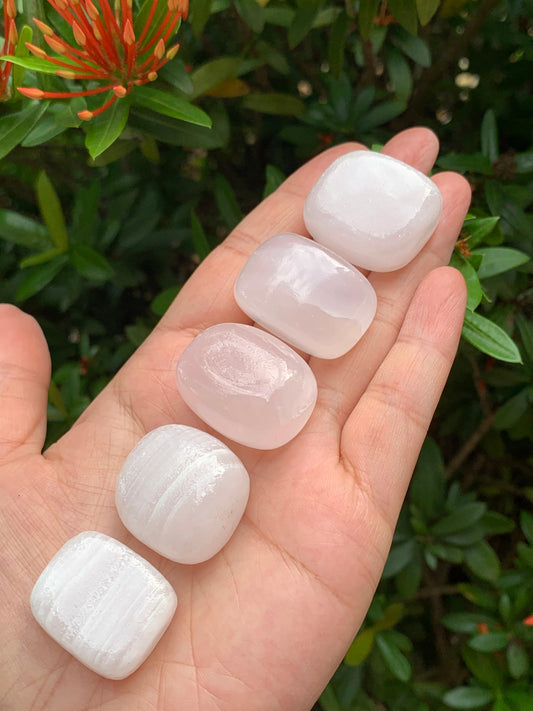GAF TREASURES 5 Pcs Pink Calcite Tumbled Stones, Polished Natural Pink Calcite Gemstone, Pink Calcite Healing Crystals (Pink Calcite)