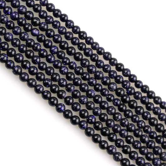 MJDCB 320pcs Small Stone Beads 2mm Blue Sandstone Round Smooth Loose Gemstone Bead for Jewelry Making Bracelets Earrings Necklaces Accessories