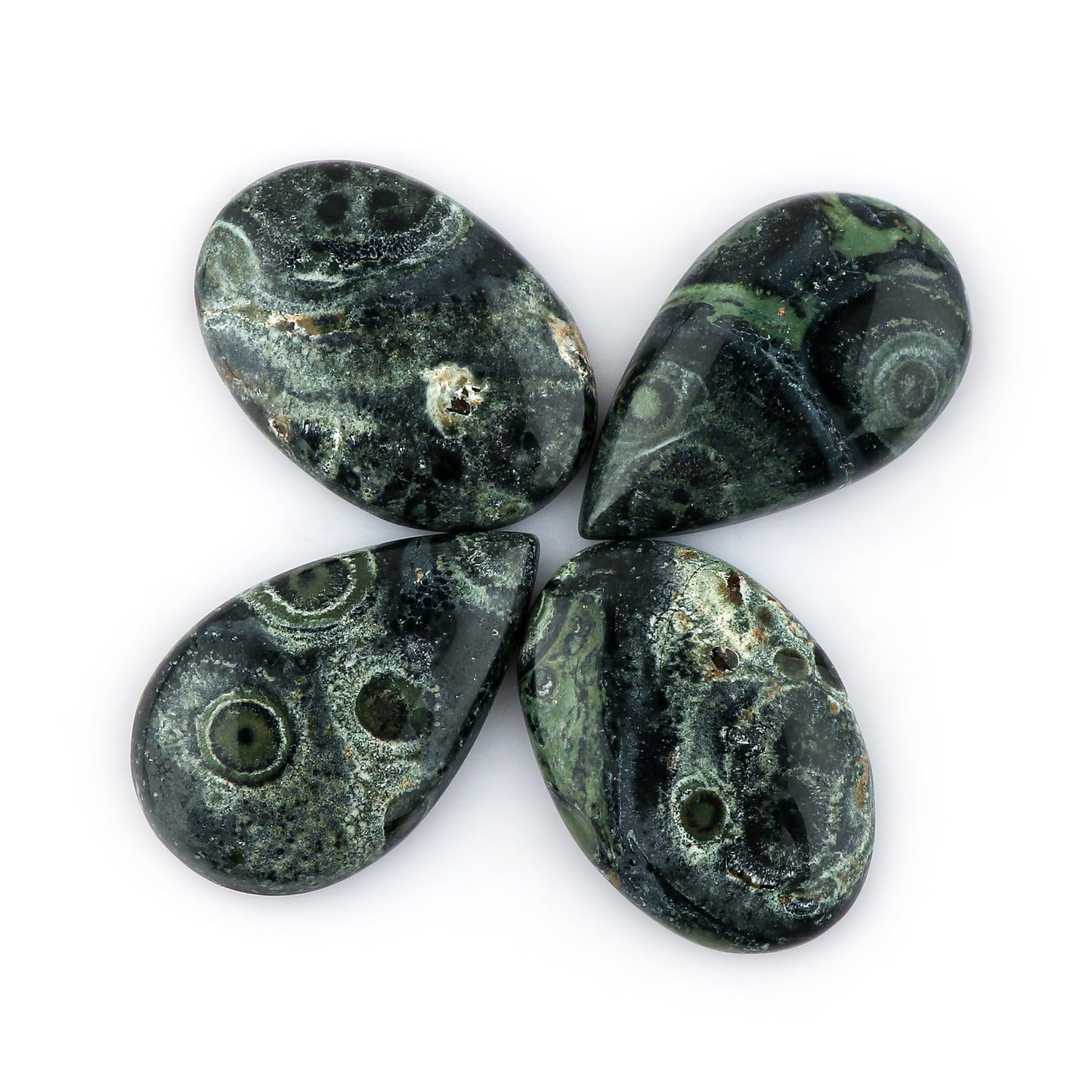 CRYSTALIS 4pcs, 30mm+ Natural Kambaba Jasper Loose Gemstone Wholesale Bulk Cabochons Jewelry Making Supply, Chakra & Healing Polished Stones, Wire Wrapping, DIY, Gem Collection