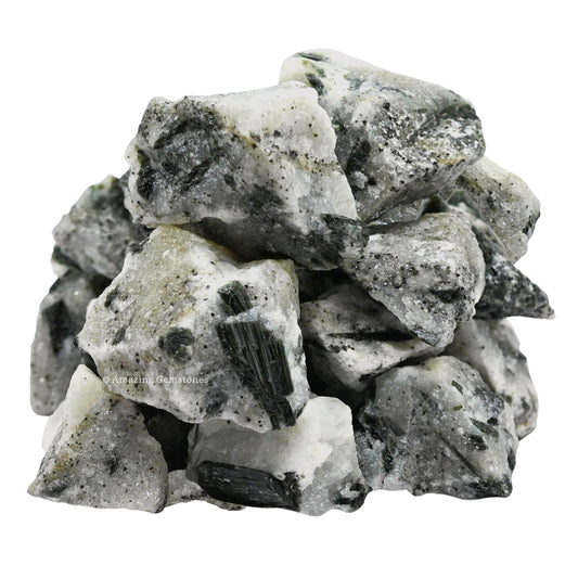 Green Tourmaline in Quartz Raw Crystals and Healing Stones, Natural Rocks for Tumbling and DIY Raw Stones and Crystals (1 lb)