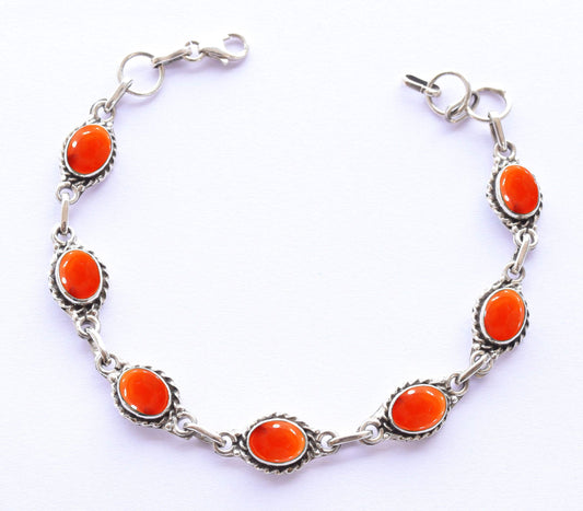 Avicrafts Carnelian Stone Bracelets Silver Overlay For Women Girl Gifts - Gemstone Adjustable Handmade Link Bracelets For Her