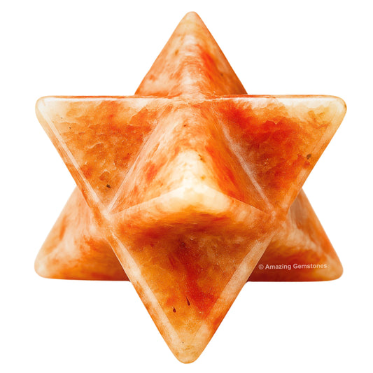 Amazing Gemstone Sunstone Merkaba Crystal - 0.75 Inches Metaphysical Merkaba Star for Meditation - Energetic Tetrahedron Crystal and Healing Stones and Healing (15-20mm)