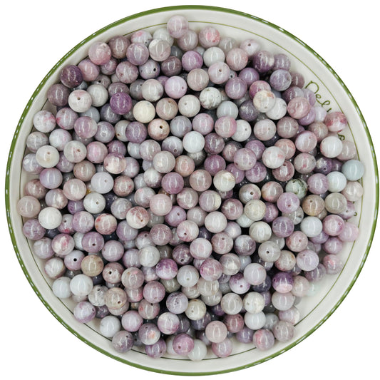 WHNKFB 8mm 50PCS Natural Watermelon Tourmaline Round Beads, Pink-Green Loose Gemstone Beads for Jewelry Making Craft - 6mm 8mm 10mm Options with Free Elastic Cord