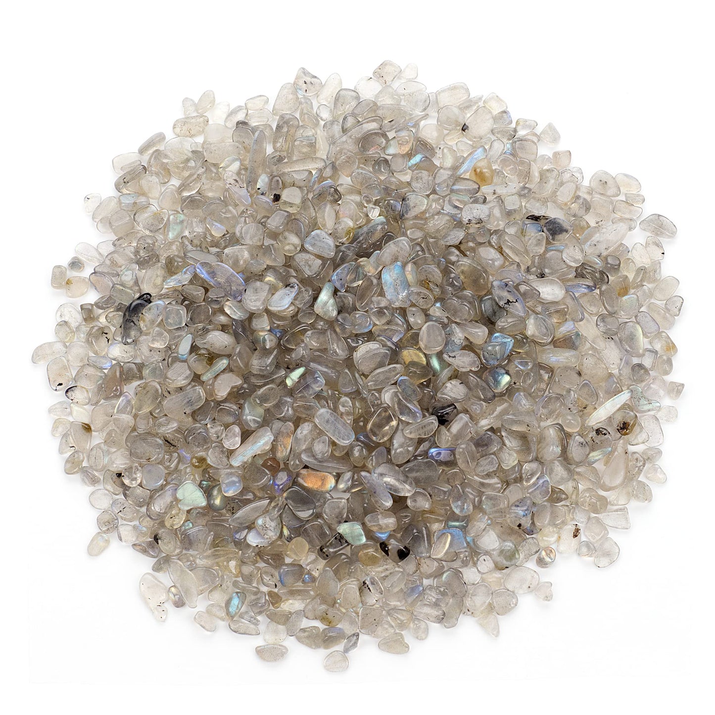 Cherry Tree Collection 1/2 Pound Polished Tumbled Gemstone Chips, Pebbles, Crystal Chips Bulk for Jewelry Making, Healing, Plants, Succulents, Aquariums, Decoration, Chakra (Labradorite)
