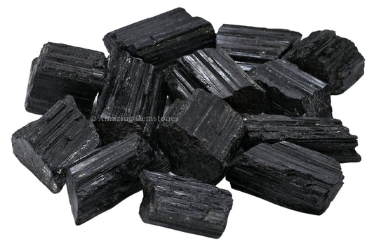 Amazing Gemstone Black Tourmaline Crystals Rough Stone in Bulk, 1/2lb Regular Pieces Turmalina Negra Piedra Originales, Large Black Tourmaline Crystal Healing Stones for Protection