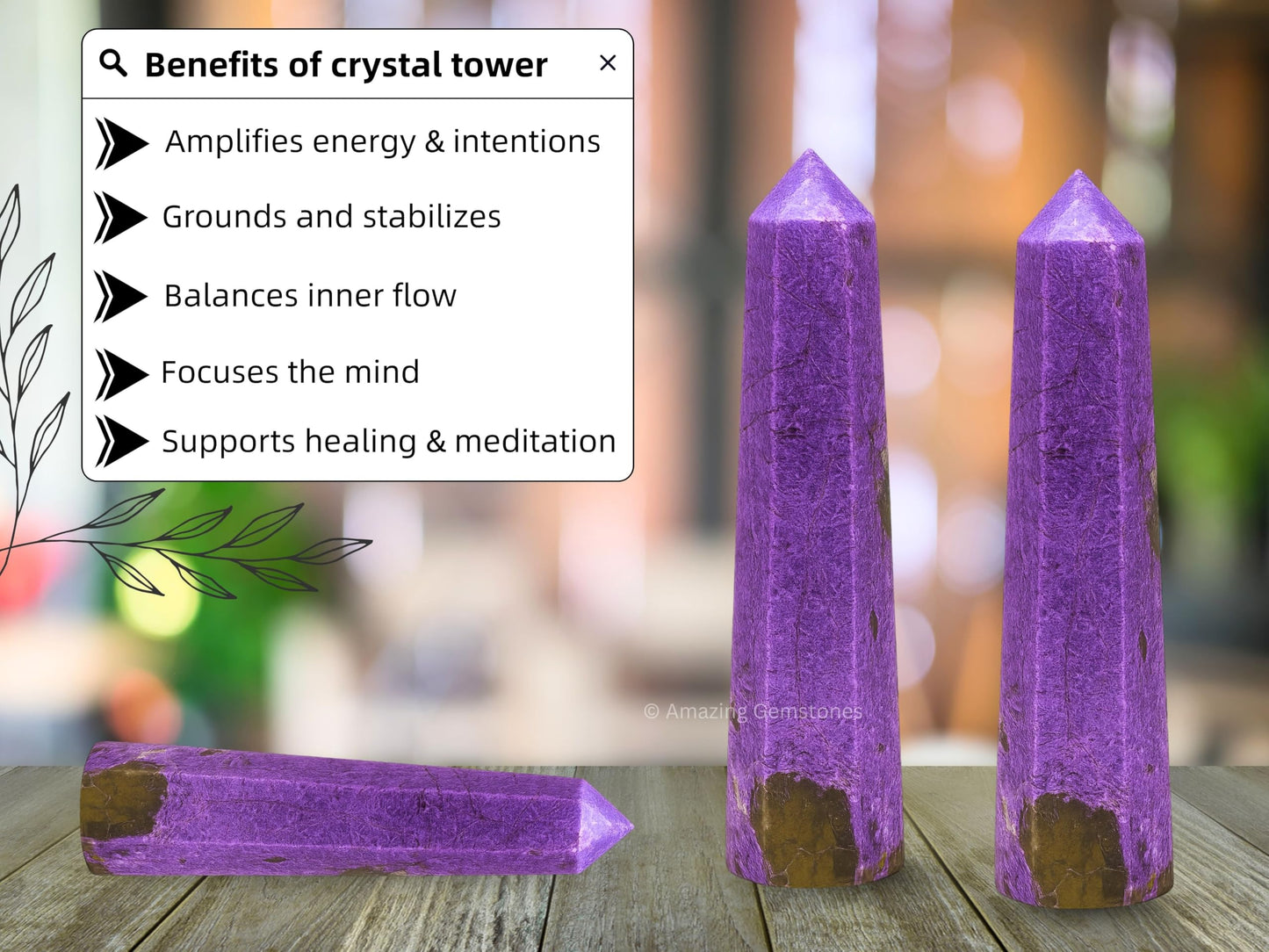 Amazing Gemstone Stichtite Crystal Towers - Natural Healing Crystal Point Obelisk for Reiki Healing and Crystal Grid (3" to 4" INCH)
