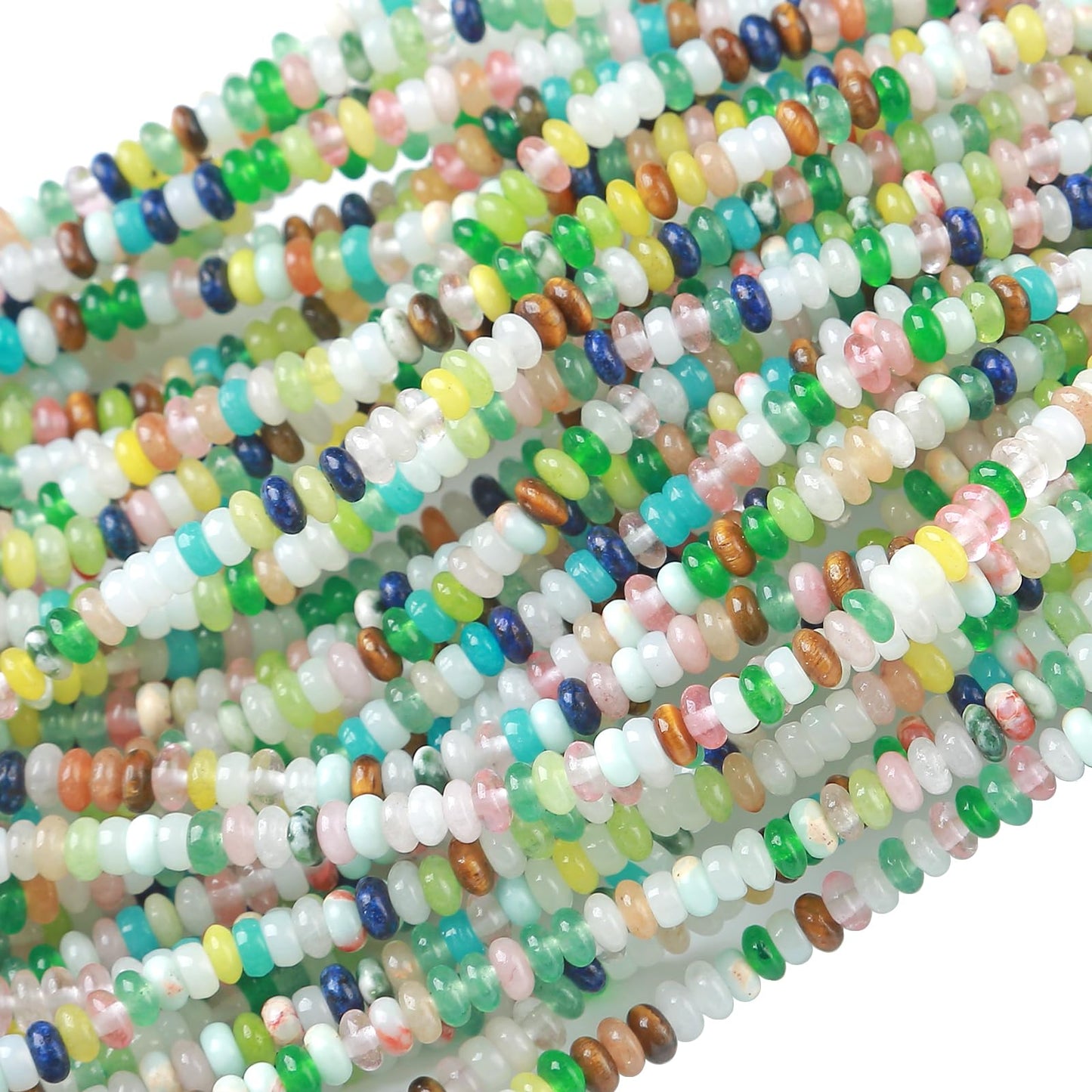 2x4MM 150PCS Colorful Quartz Stone Tube Rondelle Abacus Disk Spacer Loose Beads for Jewelry Making