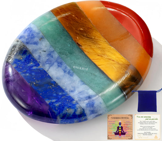 NUKAYAI Worry Stone Crystals and Healing Stones Anxiety Fidgets Natural Meditation Accessories 7 Chakra Thumb Sensory Mental Health Depression Stress Anxiety Relief Items Mother's Day Gifts for Women