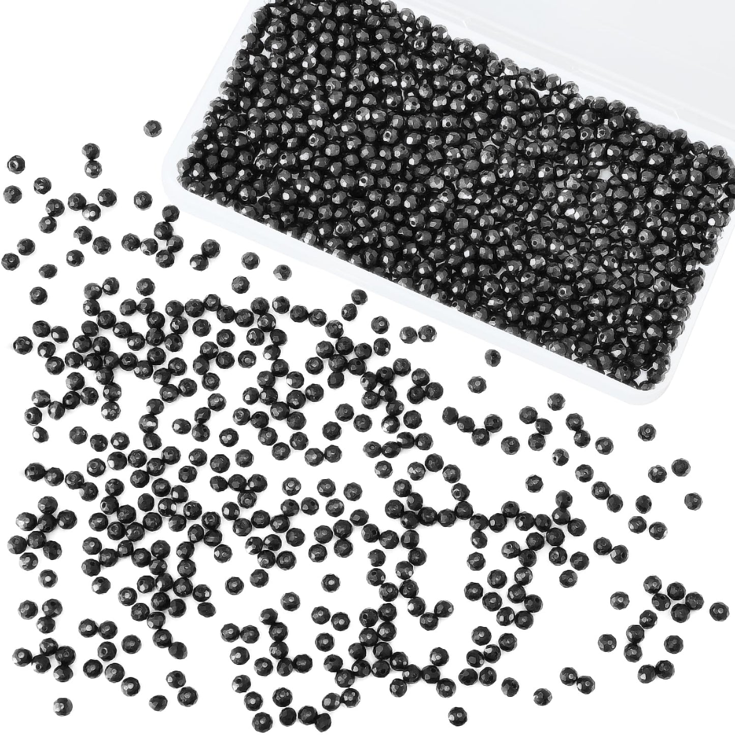 Laopottbeads 1200Pcs 4mm Crystal Glass Beads for Jewelry Making Beads for Bracelets Necklace Pendants Making Supplies(Black)