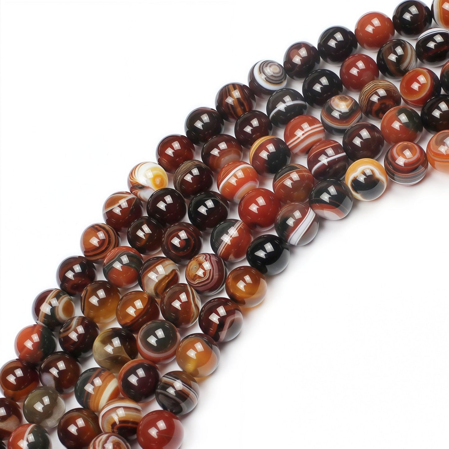 MJDCB Red Coffee Agate Beads Natural Agate Stone Round Loose Beads Ball Handmade Jewelry Bracelet Making DIY (12mm)