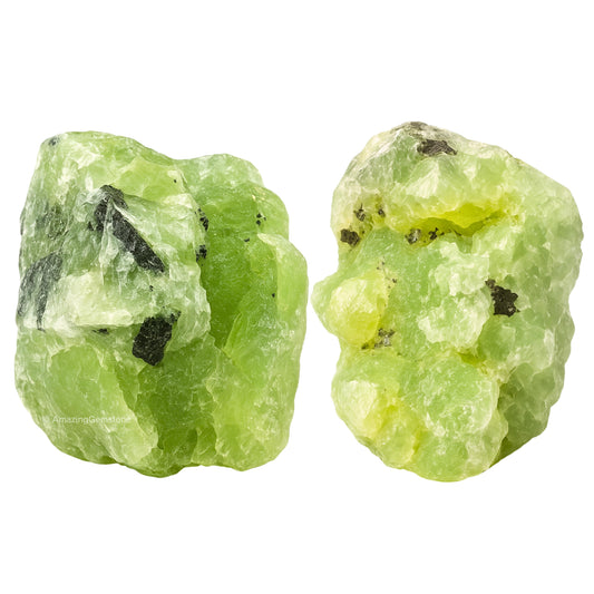 Amazing Gemstone 2 Pieces Prehnite Raw Crystals and Healing Stones, Natural Rocks for Tumbling and DIY Raw Stones and Crystals