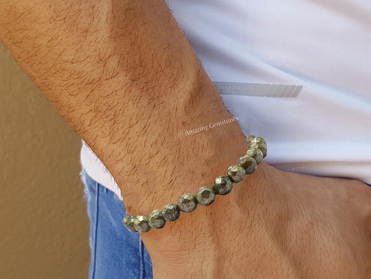 Amazing Gemstone Pyrite Bracelet for Women - Chakra Mens Bracelet Protection Crystals and Healing Stones - Blessing Bracelet Spiritual Meditation Gift Christmas Stocking Stuffers
