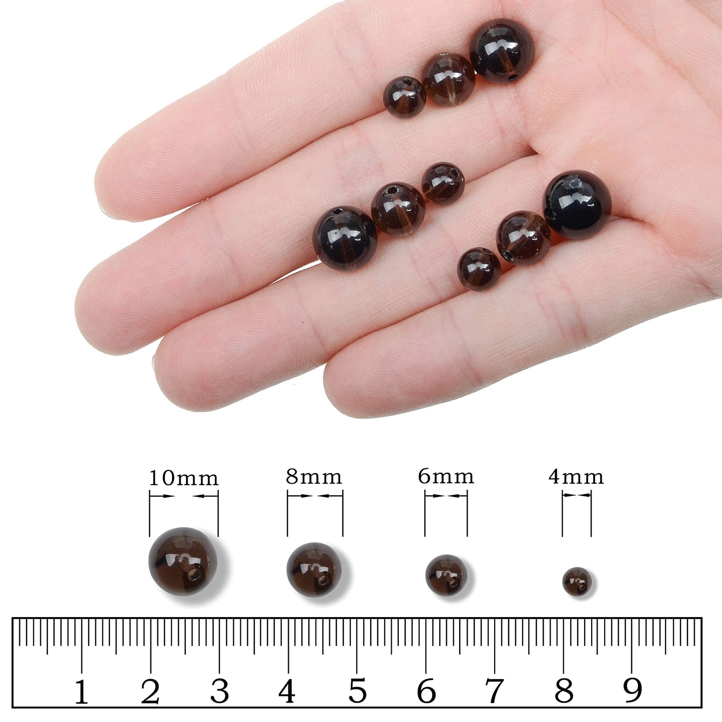 AD Beads Natural Gemstone Round Loose Beads 15" for Bracelet Necklace Earrings Jwelery Making Crafts DIY (4mm, Smoky Quartz)