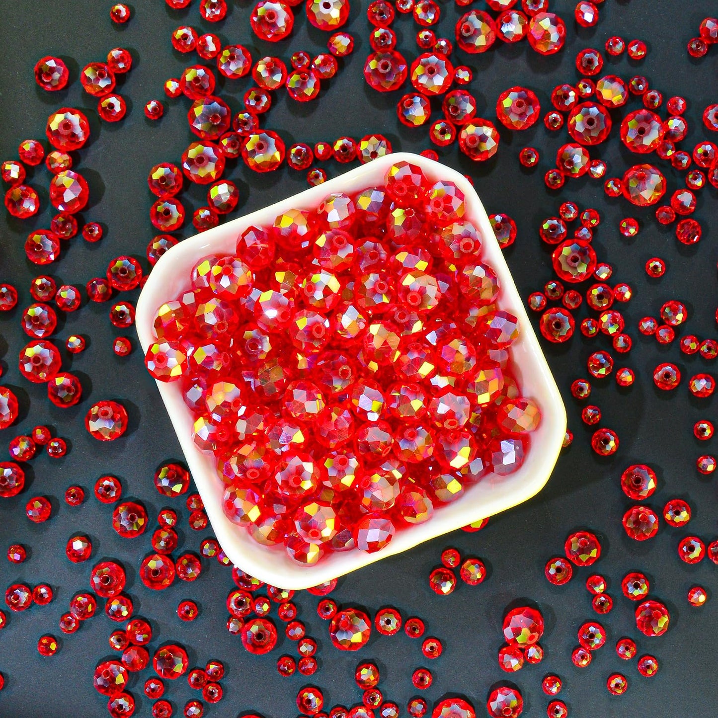 Laopottbeads 1200Pcs 4mm Crystal Glass Beads for Jewelry Making Beads for Bracelets Necklace Pendants Making Supplies(Red)