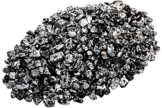 ZenQ 1 lb Snowflake Obsidian Tumbled Stone Chips Crushed Natural Crystal Quartz Pieces