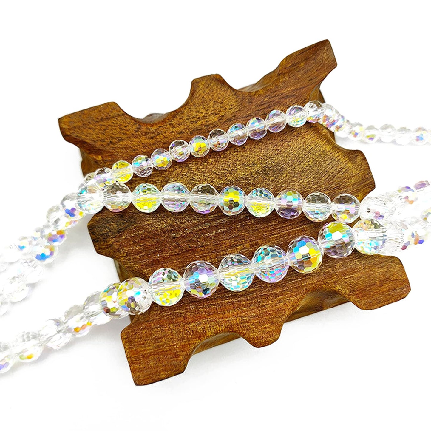 Dowarm 10MM Round Crystal Beads for Jewelry Making, Crystal AB Faceted Crystal Glass Beads for Crafts Bracelet Wind Chimes Suncatcher, #5003 Rondelle Spacer Beads, Loose Gemstones, 50PCS