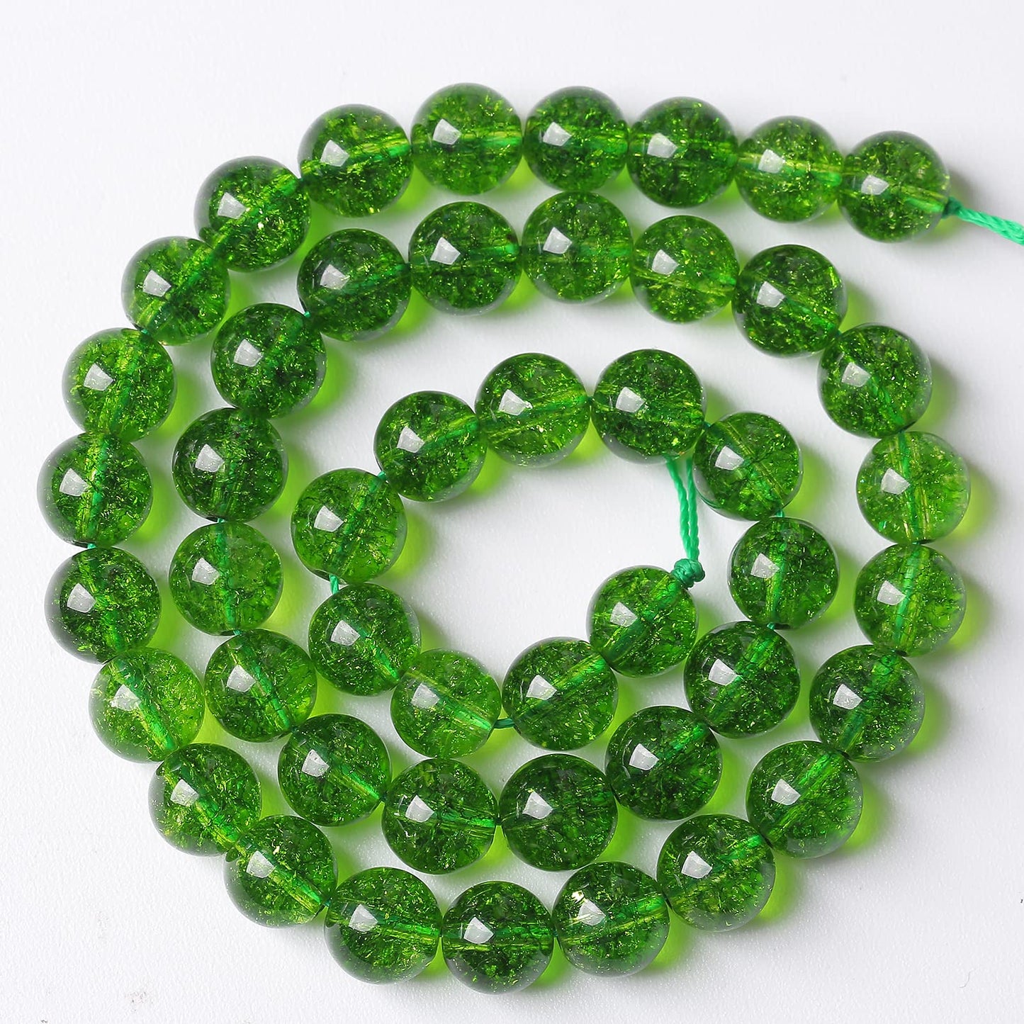 60PCS 6MM Beads Green Crystal Quartz Gem Energy Crystal Healing Jewelry Making Natural Stone Beads DIY(Green Crystal, 6MM)