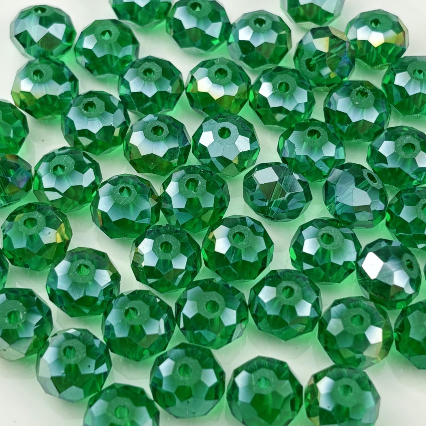 YHYPOCI 100pcs 8mm Crystal Glass Beads for Crafts Faceted Rondelle Glass Beads for Jewelry Making Crystal Spacer Beads for Necklaces Bracelets Earrings DIY Craft(Peacock Green AB)