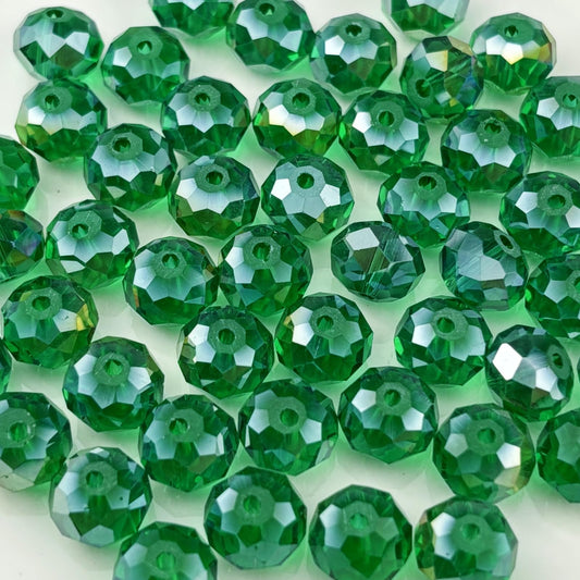 YHYPOCI 200pcs 6mm Crystal Glass Beads for Crafts Faceted Rondelle Glass Beads for Jewelry Making Crystal Spacer Beads for Necklaces Bracelets Earrings DIY Craft(Peacock Green AB)