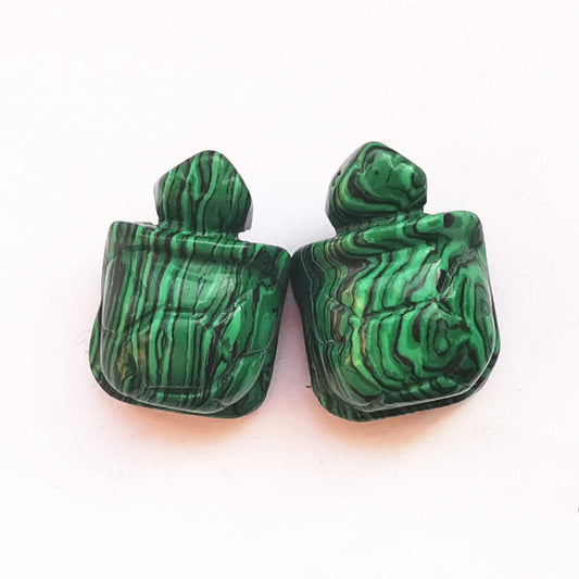 Gemgogo 2 Pcs Synthetic Malachite Crystal Tortoise Crystals and Healing Stones, 1.5 Inches Reiki Pocket Gemstone Figurines Room Decor Gemstone