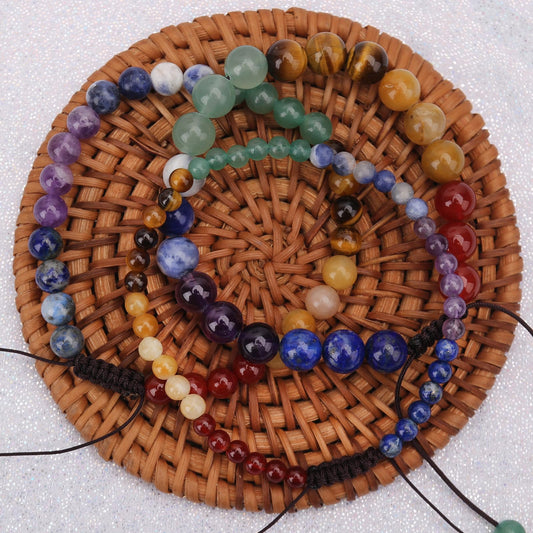 BONNY BOXX Braided Genuine 4mm Chakra - Stone of Balance Energy - Bracelet, Elegant Handcrafted Natural Gemstone Crystal Bracelet Healing Power Energy Inspirational Gifts with Card for Unisex