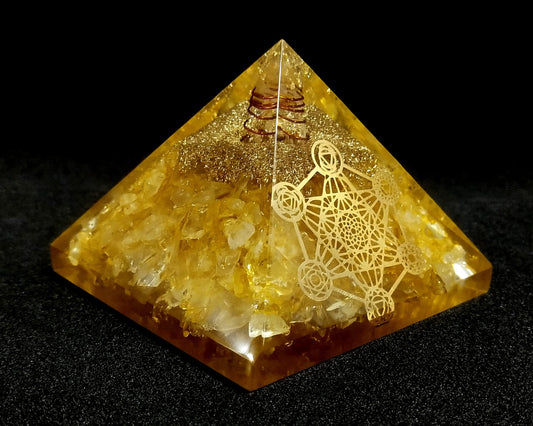 Citrine Orgone Crystal Pyramid & Pendant Seven Chakra Metatron Cube Merkaba | Natural Stone Bracelet | E Protection Kit Reiki Spiritual Healing Positive Energy Generator Yoga Meditation