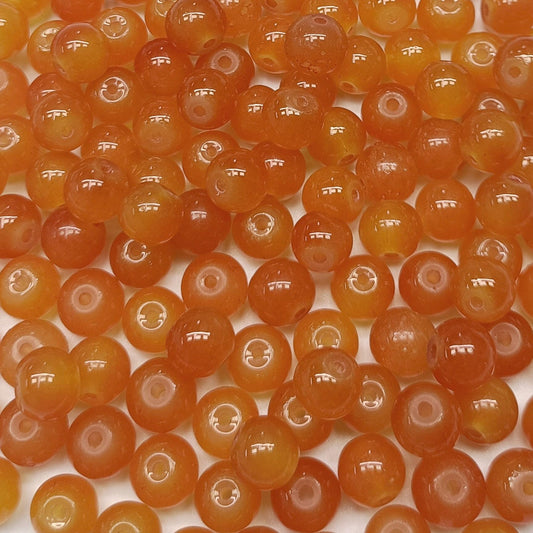 200PCS Glass Beads 8mm Glass Beads for Bracelets Necklaces Jewelry Making DIY Crafts (Orange)