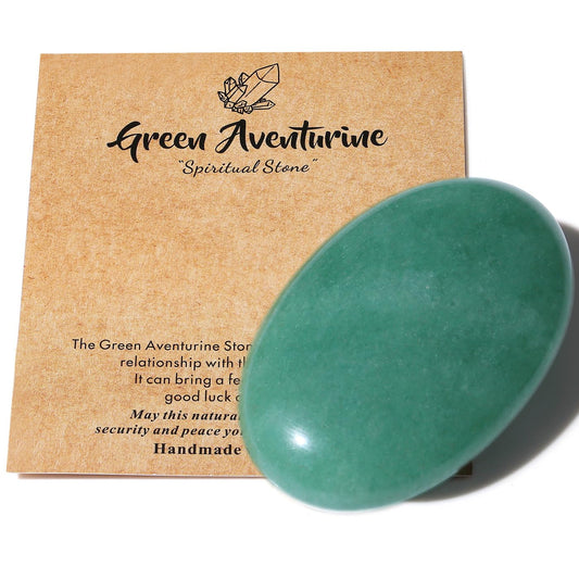 MAIBAOTA 2.4" Large Green Aventurine Crystal Stone Polished Palm Stone Healing Crystals 0.7" Thick Natural Reiki Gemstone Worry Stone Energy Balancing Anxiety Stress Relief Meditation 1 Pc