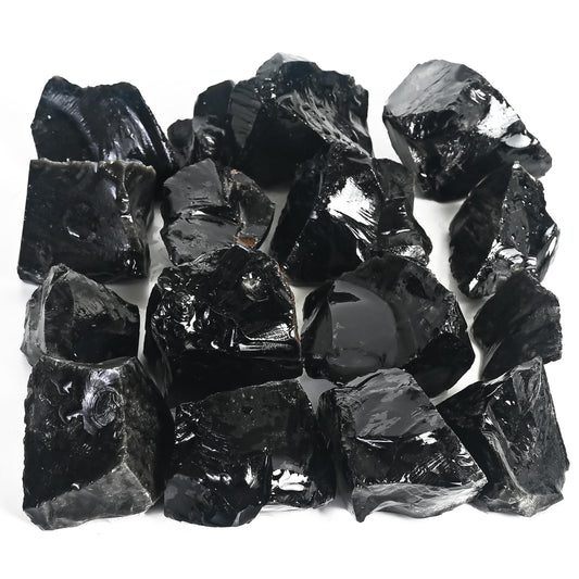 Crocon® 1LB Black Obsidian Rough Bulk Rocks Natural Stone Spiritual Gifts Raw Gemstone Crystals and Stones Tumbling Cabbing Polishing Gem Mining Chakra Balancing Reiki Healing Home Office Décor