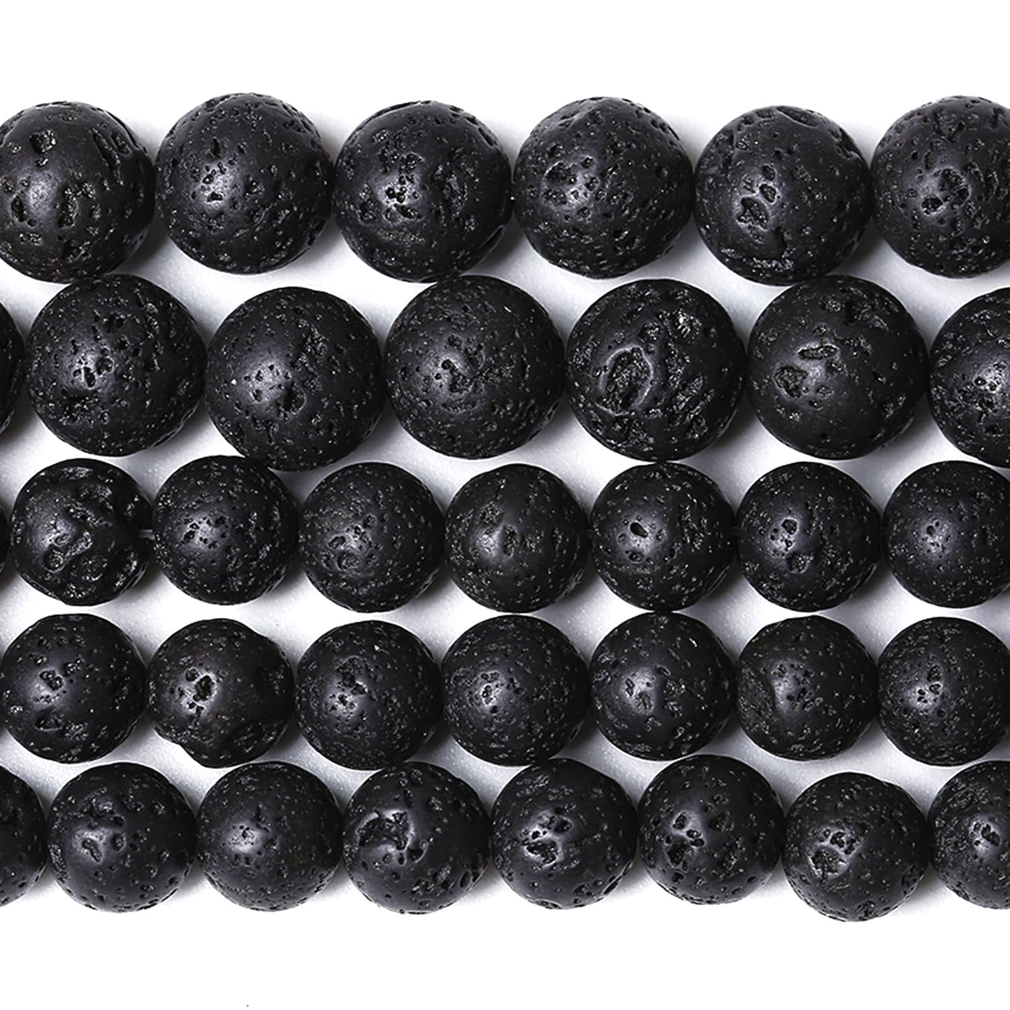 8MM 90pcs Natural Stone Beads Black Volcanic Lava Gemstone Round Loose Beads for Jewelry Making Bracelet 2 Strands 32"
