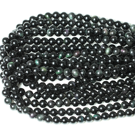 CHEAVIAN 45PCS 8mm Natural Black Obsidian Gemstone Round Loose Beads Crystal Energy Stone Healing Power for DIY Jewelry Making 1 Strand 15"