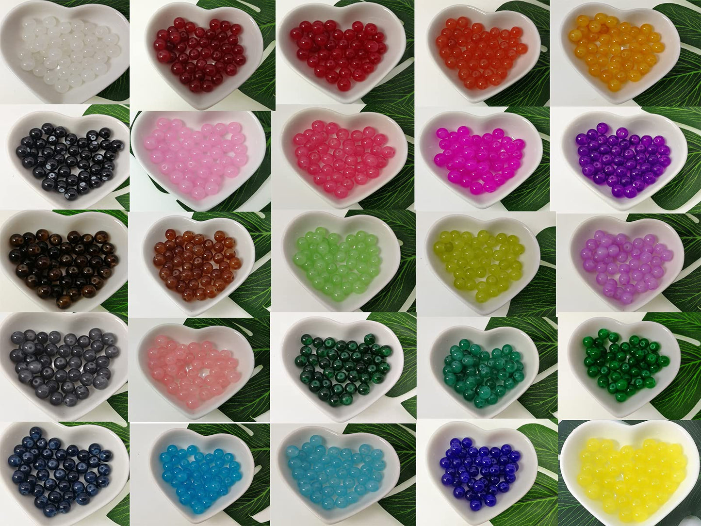 Pamir Tong 1000PCS 8mm Glass Round Beads Bulk， Imitative Jade Beads, Bracelet Loose Beads for Jewelry Making Earring, Necklaces, and DIY Crafts