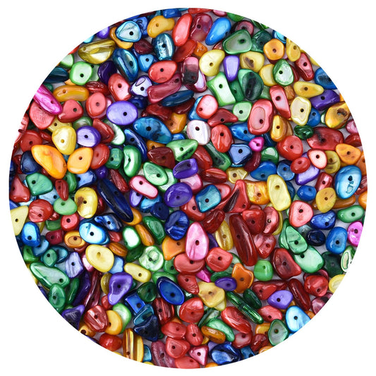 Natural Chip Stone Beads 450pcs Colorful Shell Chips 5-8mm Irregular Healing Crystal Rocks Hole Drilled DIY Loose Gemstone Beads for Jewelry Making Bracelet Earrings Necklace Crafting