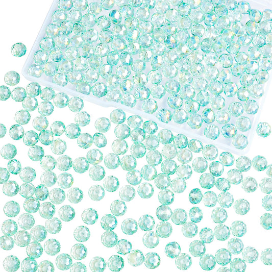 Laopottbeads 220Pcs 10mm Crystal Glass Beads for Jewelry Making Beads for Bracelets Necklace Pendants Making Supplies(Light Blue Green)