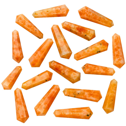 Amazing Gemstone Sunstone Crystal Points Bulk Healing Crystals and Stones - Pack of 3 Double Terminated Healing Wand Point Bulk Crystals for Crafts, Crystal Grid, DIY Work