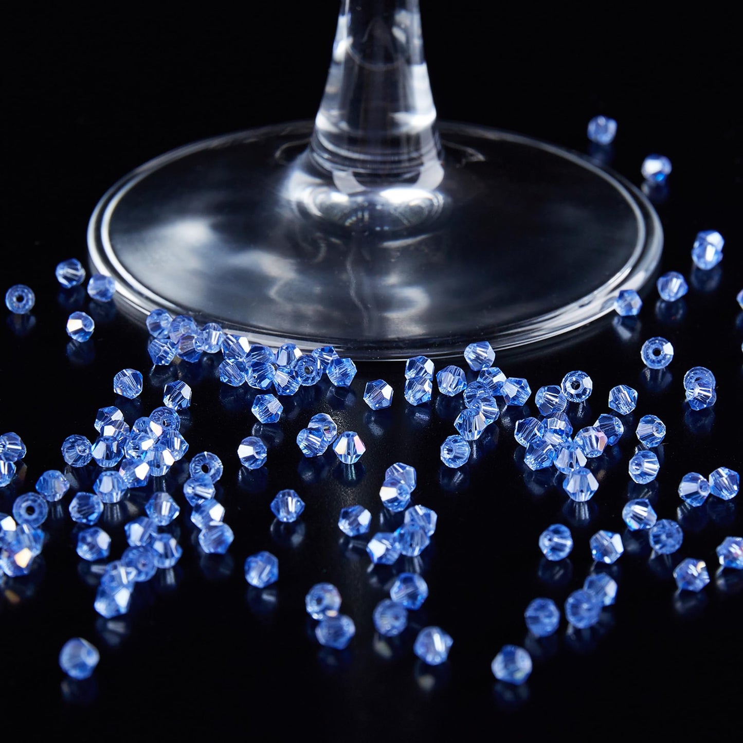 Laopottbeads 1200PCS 3mm Bicone Crystal Glass Beads for Jewelry Making, Sparkling Mini Beads for Suncatchers, DIY Bracelets & Craft Projects (Light Blue)