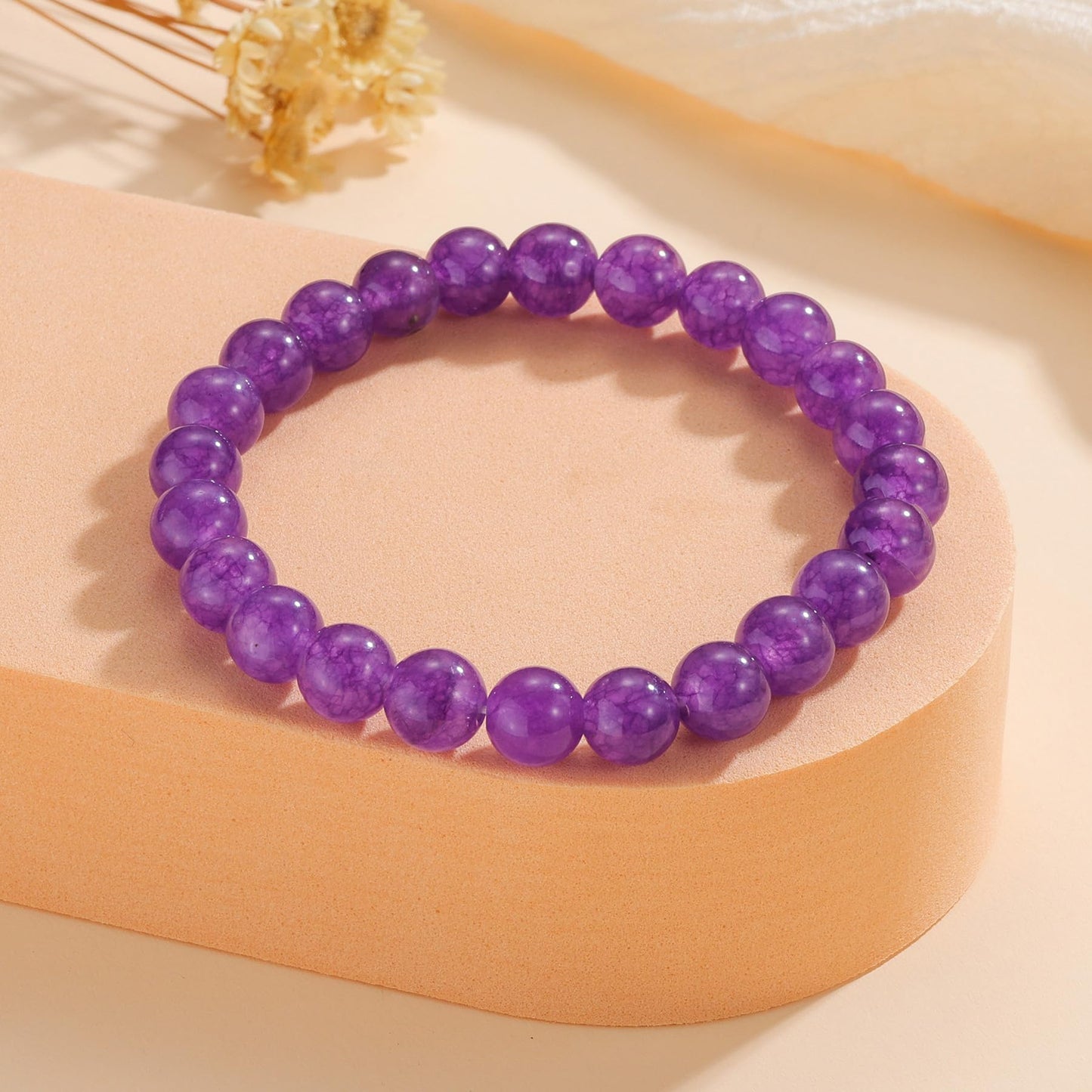 Udolfly Womens Crystal Beaded Bracelets for Women Men Protective Energy Bracelet Natural Gemstone Bead Bracelet 8mm Amethyst