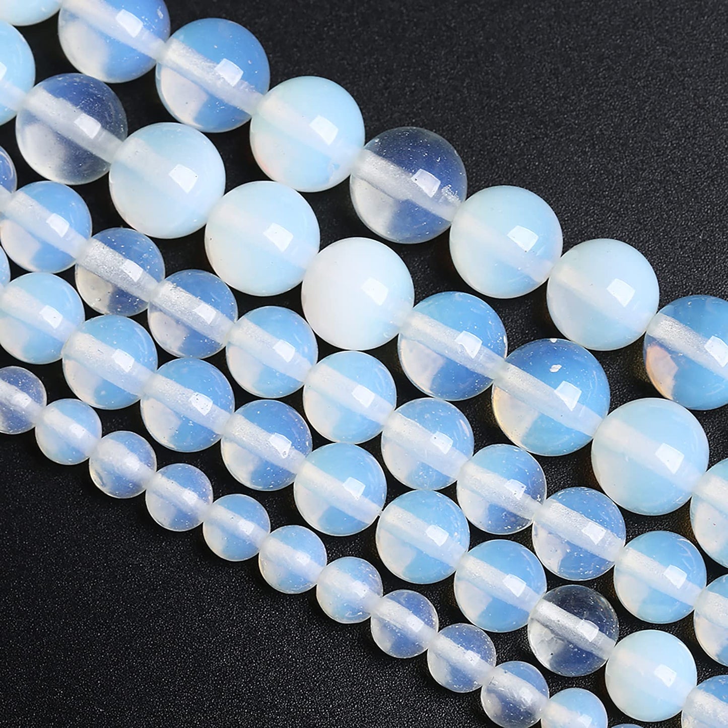 8MM 46PCS Natural Stone White Opal Quartz Loose Crystal Beads for Jewelry Making DIY Bracelet 1 Strand