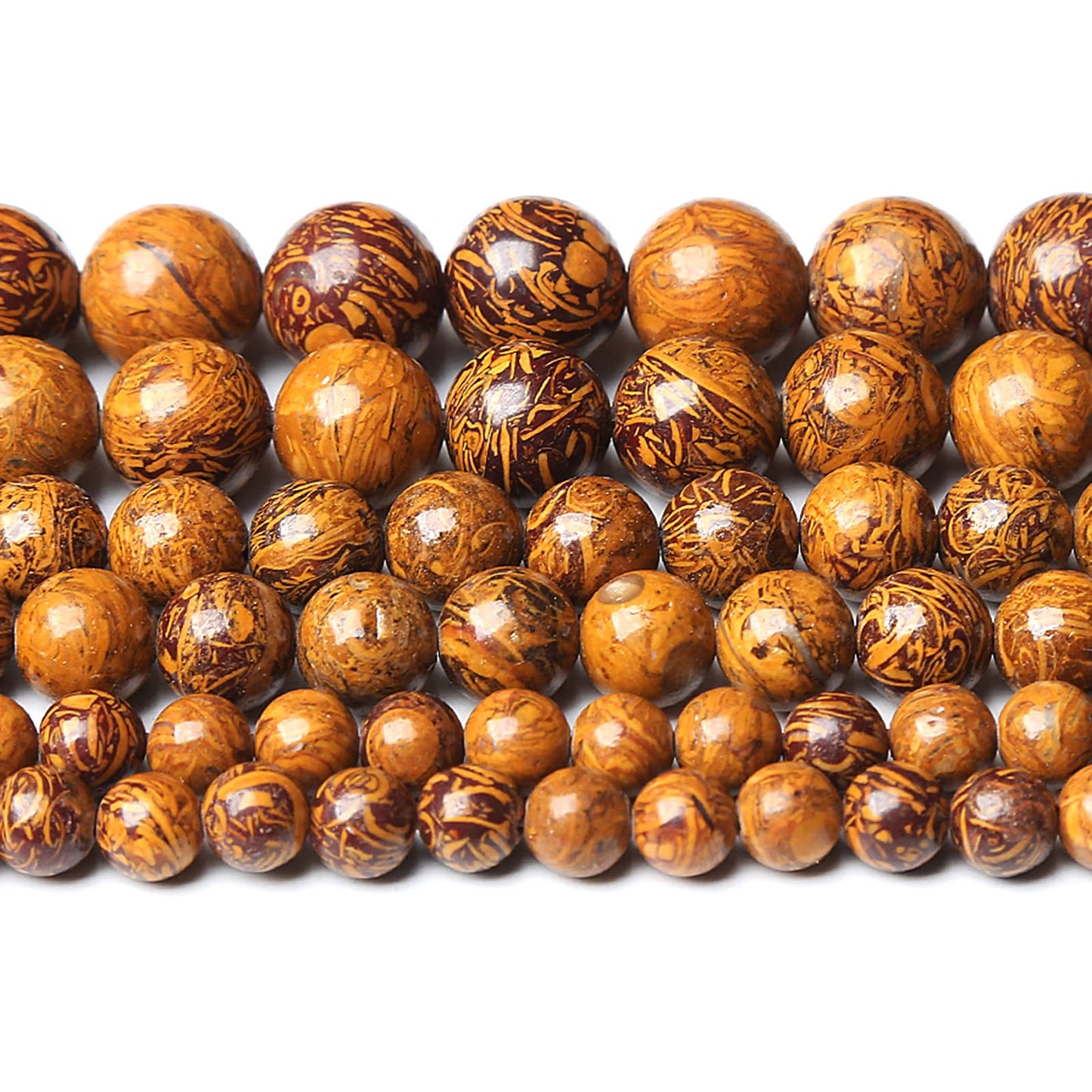 8MM 45PCS Natural Stone Yellow Sunflower Jasper Loose Beads for Jewelry Making DIY Bracelet