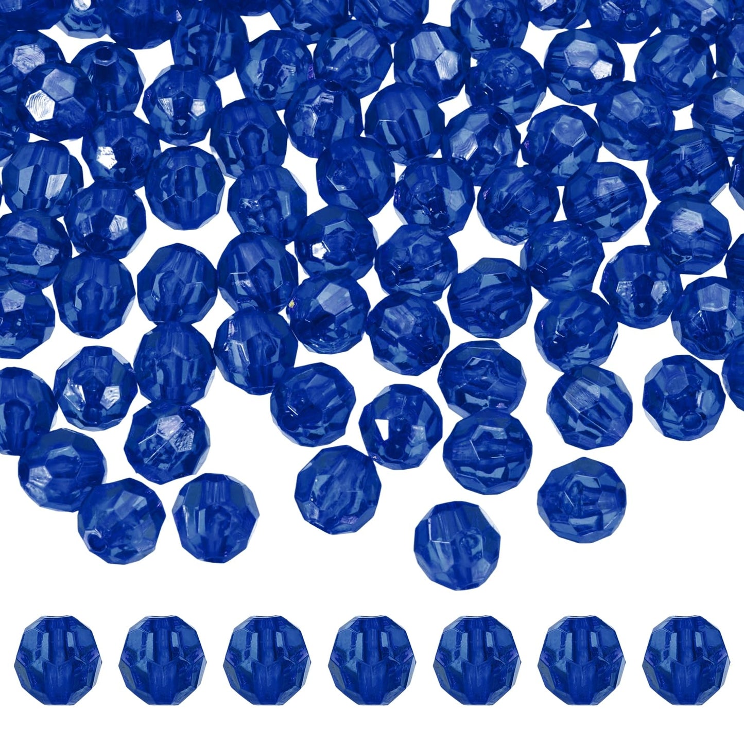 MECCANIXITY 400pcs Czech Faceted Bicone Beads 8mm Glass Spacer Bead Bulk for Jewelry Making & DIY Craft, Bright Blue