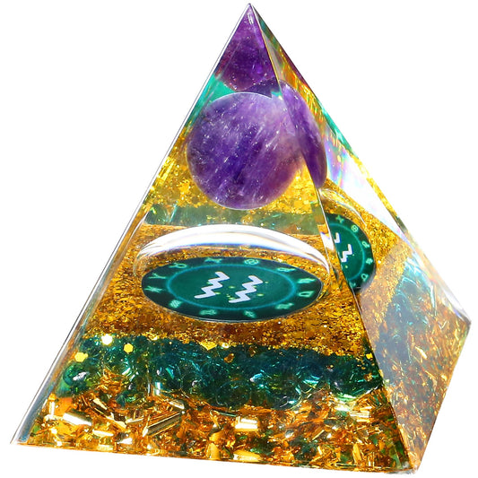 YATOJUZI 12 Zodiac Aquarius Birthday Gifts for Women Men Healing Crystals Natural Amethyst Crystal Stones Gemstones Orgonite Chakra Reiki Lucky Energy Decor for Office Desk Decorations