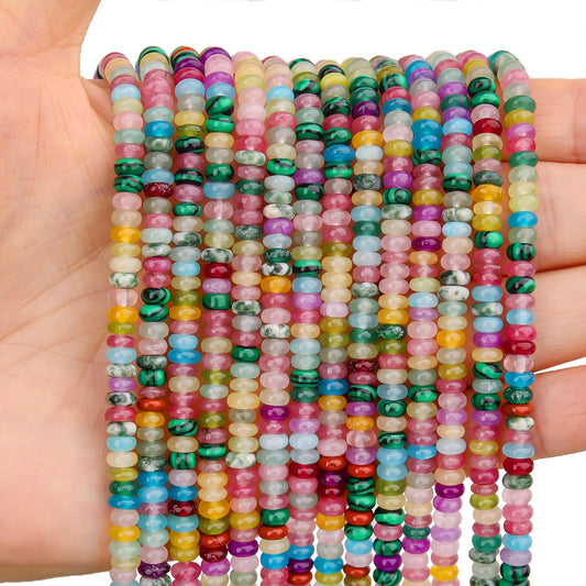 BONNY BOXX 1 Strand (150PCs) Natural 2 * 4mm Mix Colors Rondelle Beads, Natural Abacus Disk Stone Beads Loose Spacer Gemstone for DIY Bracelet Necklace Jewelry Making