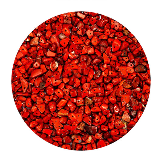 Natural Chip Stone Beads for Jewelry Making, Irregular Gemstone Loose Beads Crushed Chunked Crystal Pieces Rock Beads Hole Drilled for DIY Art Crafts (Red Jasper)