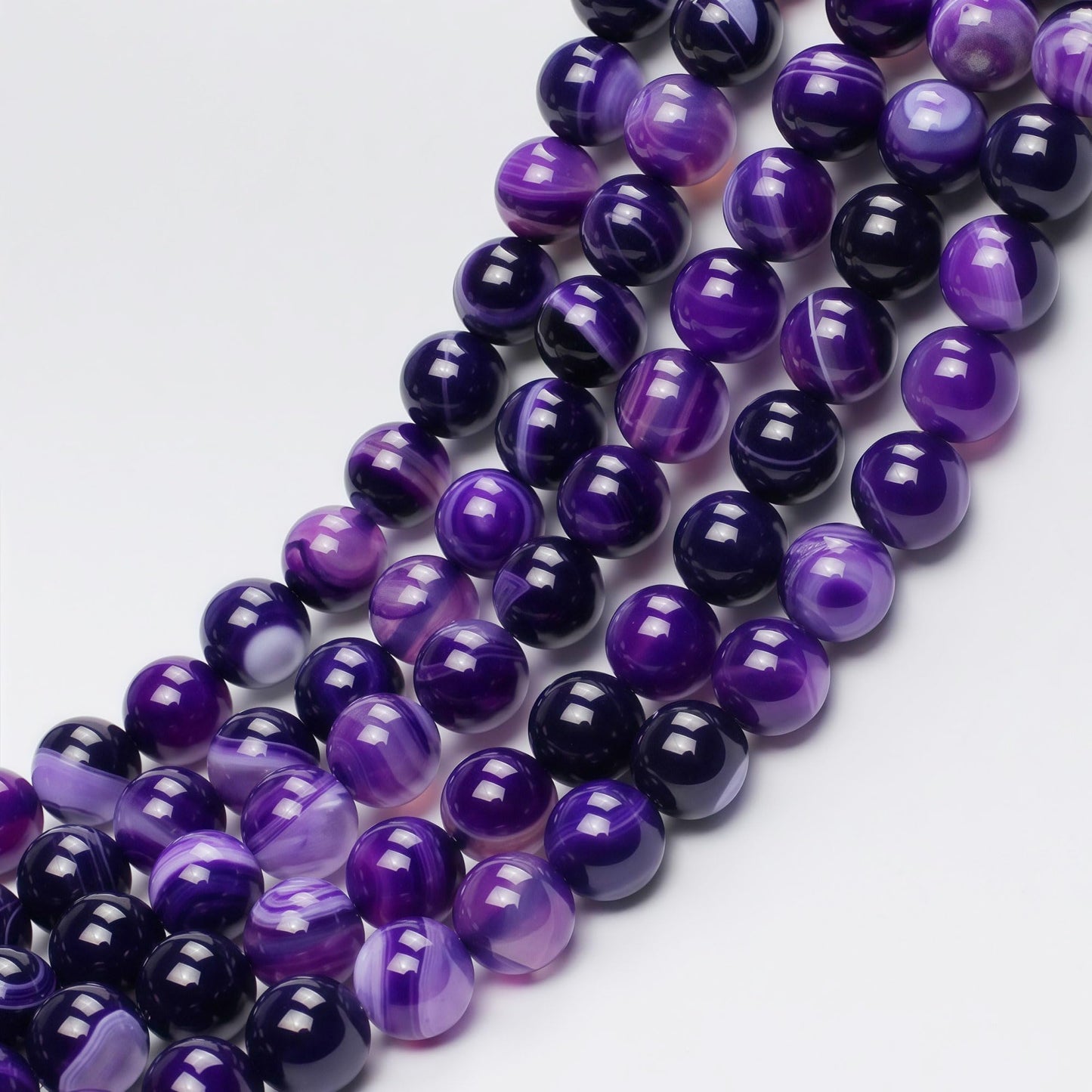 MJDCB Natural Stone Beads Purple Striped Agate Round Loose Beads for Jewelry Making DIY Bracelet Necklace (4mm)