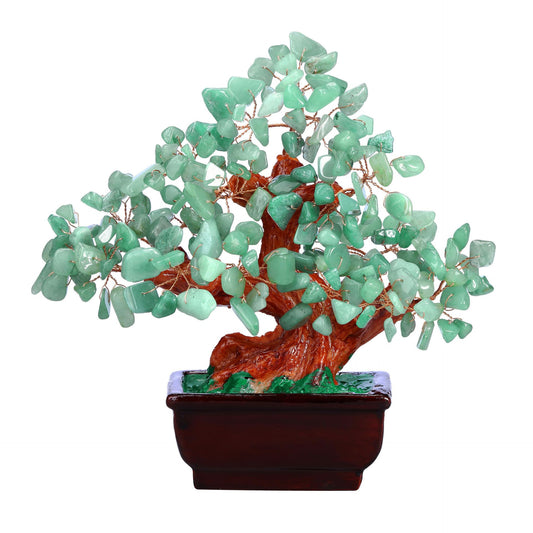 AzureLeap Feng Shui Quartz Crystal Money Tree Bonsai Style Decoration for Luck and Wealth (Green)