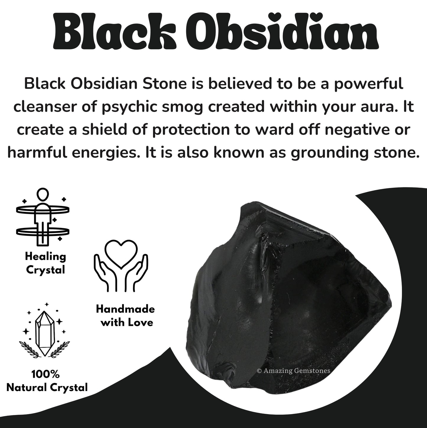 Amazing Gemstone Black Obsidian Raw Crystals and Healing Stones, Natural Rocks for Tumbling and DIY Raw Stones and Crystals (1 LB)