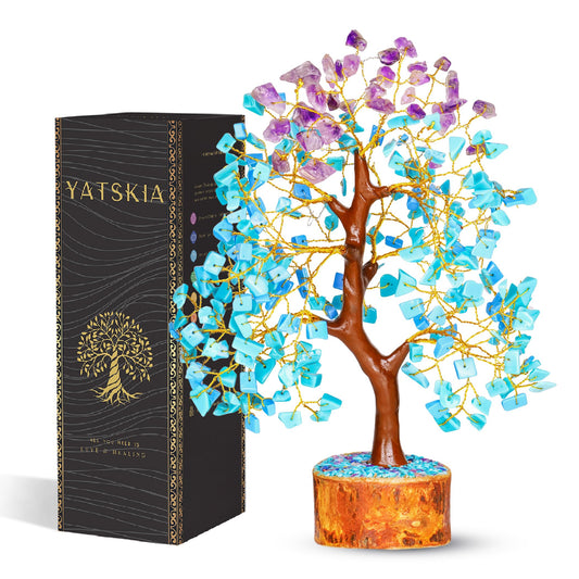 YATSKIA Amethyst and Turquoise Crystal Tree of Life - Crystal Decor - Spiritual Gifts - Crystals Gifts for Women - Gemstones and Crystals